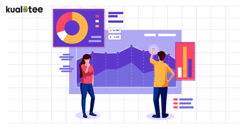 Two people looking at the defect metrics.